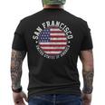 San Francisco USA-Flaggen-Design Schwarz Kurzärmliges Herren-T-Kurzärmliges Herren-T-Shirt, Städteliebe Mode