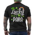 Shamrocks Lucky To Be A Para Happy St Patrick's Day Men's T-shirt Back Print