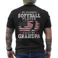 Softball Player Calls Me Grandpa Usa Flag Father's Day Men's T-shirt Back Print