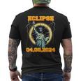 Solar Eclipse 2024 New York Statue Of Liberty Vantage Men's T-shirt Back Print