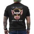 Solar Eclipse 2024 Pig Wearing Eclipse Glasses Men's T-shirt Back Print