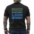 Spartan On Saturday Lion On Sunday Detroit Football Mens Back Print T-shirt