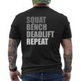 Squat Bench Deadlift Repeat Powerlifting Weightlifting Quote Mens Back Print T-shirt