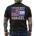I Stand With Israel Usa American Flag With Israel Flag Men's T-shirt Back Print