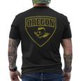 State Of Oregon Heroic Emblem Yellow Knockout Men's T-shirt Back Print