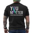 Suicide Prevention Awareness Teal & Purple Ribbon You Matter Men's T-shirt Back Print