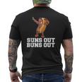 Suns Out Buns Out Hot Dog Cartoon Mens Back Print T-shirt