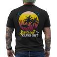 Suns Out Guns Out Retro 80S Beach Scene Palm Tree Sunset Men's T-shirt Back Print