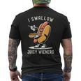 I Swallow Juicy Wieners Provocative Joke Adult Humor Naughty Men's T-shirt Back Print