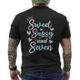 Sweet Sassy And Seven 7Th Birthday 7 Years Old Princess Girl Men's T-shirt Back Print