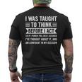I Was Taught To Think Before I Act Sarcasm Sarcastic Men's T-shirt Back Print