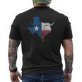Texas Flag Vintage Texas Flag Longhorn Skull Retro Tx Mens Back Print T-shirt
