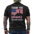 Thank You For Your Service Usa Flag Thank You Veterans Mens Back Print T-shirt