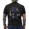 Thin Blue Line Police Usa Skull Flag Law Enforcement Support Men's T-shirt Back Print