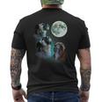 Three Pugs Howl At Moon 3 Wolfs Wolves Parody Men's T-shirt Back Print