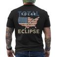 Total Solar Eclipse 0408 2024 Path Of Totality Map Usa Flag Men's T-shirt Back Print
