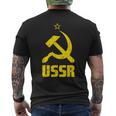 Udssr Used Look Hammer & Sickle Soviet Union Red T-Shirt mit Rückendruck