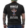 Uncle Huncle Mustache Bodybuilder Gym Workout Mens Back Print T-shirt