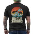 Unclesaurus Trex Dinosaur Sunset Retro Fathers Day Dino Men Men's T-shirt Back Print
