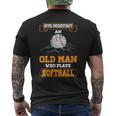 Never Underestimate An Old Man Who Plays Softball Men's T-shirt Back Print