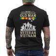 Never Underestimate An Old Man Vietnam Veteran Flag Retired Men's T-shirt Back Print