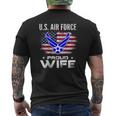 US Air Force Proud Wife With American Flag Veteran Mens Back Print T-shirt