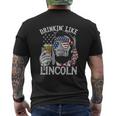 Us Flag Patriotic Military Army Drinkin Like Lincoln Mens Back Print T-shirt