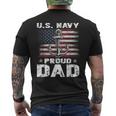 US NAVY Proud Dad With American Flag Veteran Day Men's T-shirt Back Print