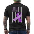 Usa Flag Purple Ribbon Alzheimer Awareness Family Men's T-shirt Back Print
