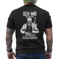 Viking Geh Mir Aus Dem Weg Herren Kurzärmliges Herren-T-Kurzärmliges Herren-T-Shirt in Schwarz, Spruch für Abstand