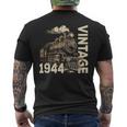 Vintage 1944 Steampunk Steam Train Locomotive 80Th Birthday Men's T-shirt Back Print