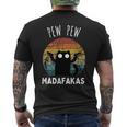 Vintage Black Cat Pew Pew Madafakas Men's T-shirt Back Print