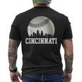 Vintage Cincinnati Skyline City Baseball Met At Gameday Men's T-shirt Back Print