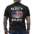 Vintage Proud Navy Papa With American Flag Veteran Men's T-shirt Back Print