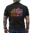 Vintage Retro Chicago Illinois Skyline Men's T-shirt Back Print