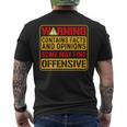 Warning Contains Facts And Opinions Some May Find Offensive Men's T-shirt Back Print