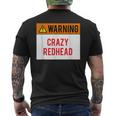 Warning Crazy Redhead Ginger Men's T-shirt Back Print