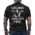 Welding It's Like Sewing With Fire Welder Husband Men's T-shirt Back Print