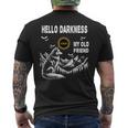Wolf Hello Darkness My Old Friend Solar Eclipse April 8 2024 Men's T-shirt Back Print
