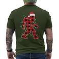 Red Plaid Bigfoot Christmas Lights Sasquatch Santa Sleeping Men's T-shirt Back Print