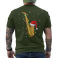 Saxophone Music Lover Xmas Lights Santa Saxophone Christmas Men's T-shirt Back Print