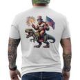 Bigfoot Sasquatch Riding DinosaurRex 4Th Of July Men's T-shirt Back Print