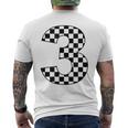 Checkered Birthday 3 Three Race Car 3Rd Birthday Racing Car Men's T-shirt Back Print