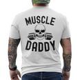 Damen Muscle Daddy Gewichtheber Skelett Langhantel Papa Workout Mit-Ausschnitt T-Shirt mit Rückendruck