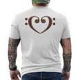 Double Bass Clef Heart Musical Notes Music Lover Bassist Men's T-shirt Back Print