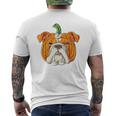 English Bulldog Pumpkin Mens Back Print T-shirt