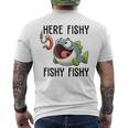 Here Fishy Fisherman Fishing Lover Cute Fish Worm Men's T-shirt Back Print