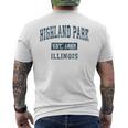 Highland Park Illinois Il Vintage Sports Navy Print Men's T-shirt Back Print