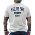 Highland Park Texas Tx Vintage Sports Established Navy Desig Men's T-shirt Back Print