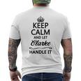 Keep Calm And Let Clarke Handle It Name Men's T-shirt Back Print